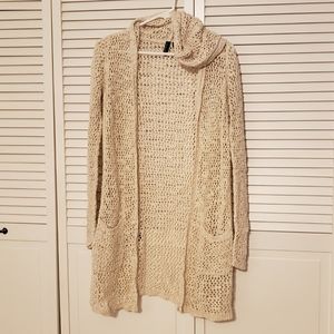 Cynthia Rowley Long Knit Cardigan Ivory Linen Mix